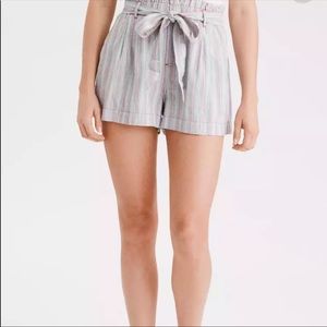 NWT American Eagle Striped High Waist Paper Bag Tie Front Shorts - Size XS